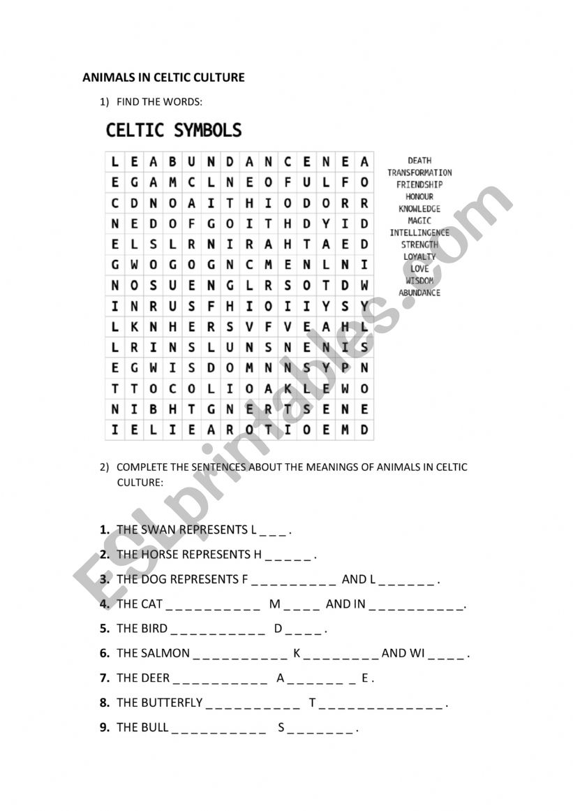 CELTIC CULTURE: Animals and symbols 2 