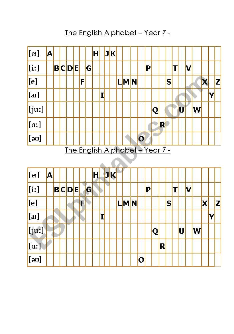 English Alphabet worksheet