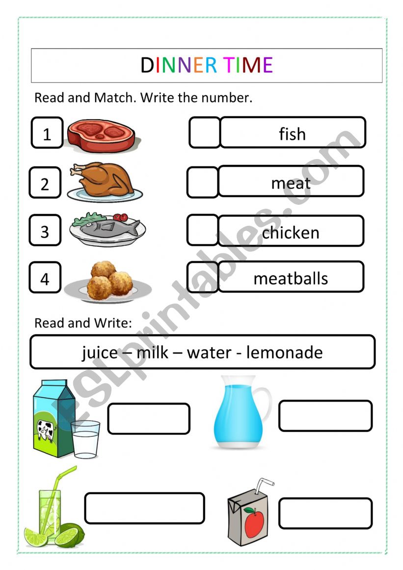 DINNER TIME  worksheet