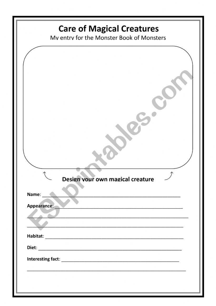 Magical Creatures worksheet