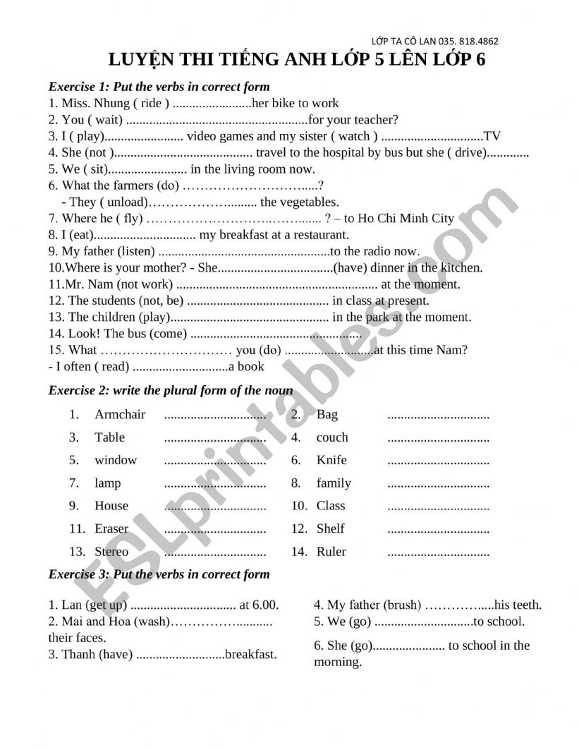 ENGLISH EXAM GRADE 5 worksheet