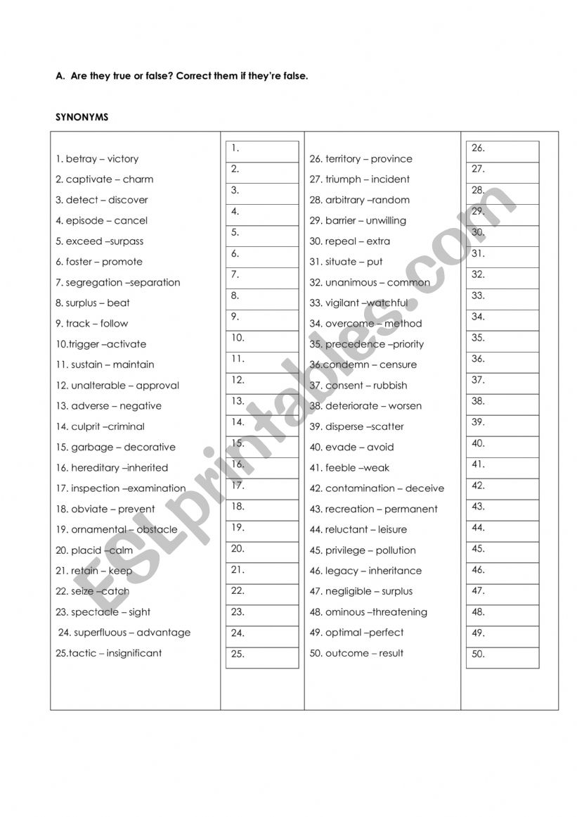 synonyms vs antonyms worksheet