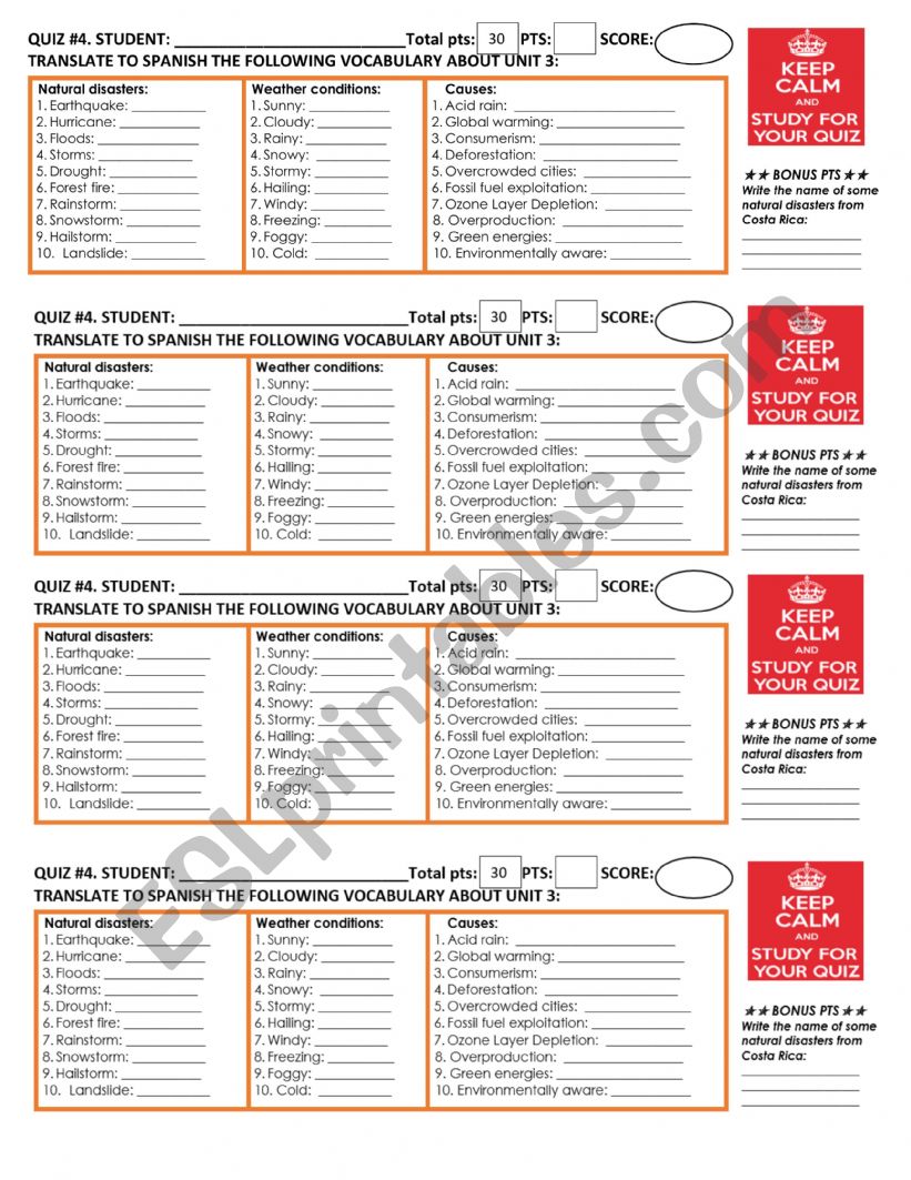 NATURAL RESOURCES QUIZ worksheet