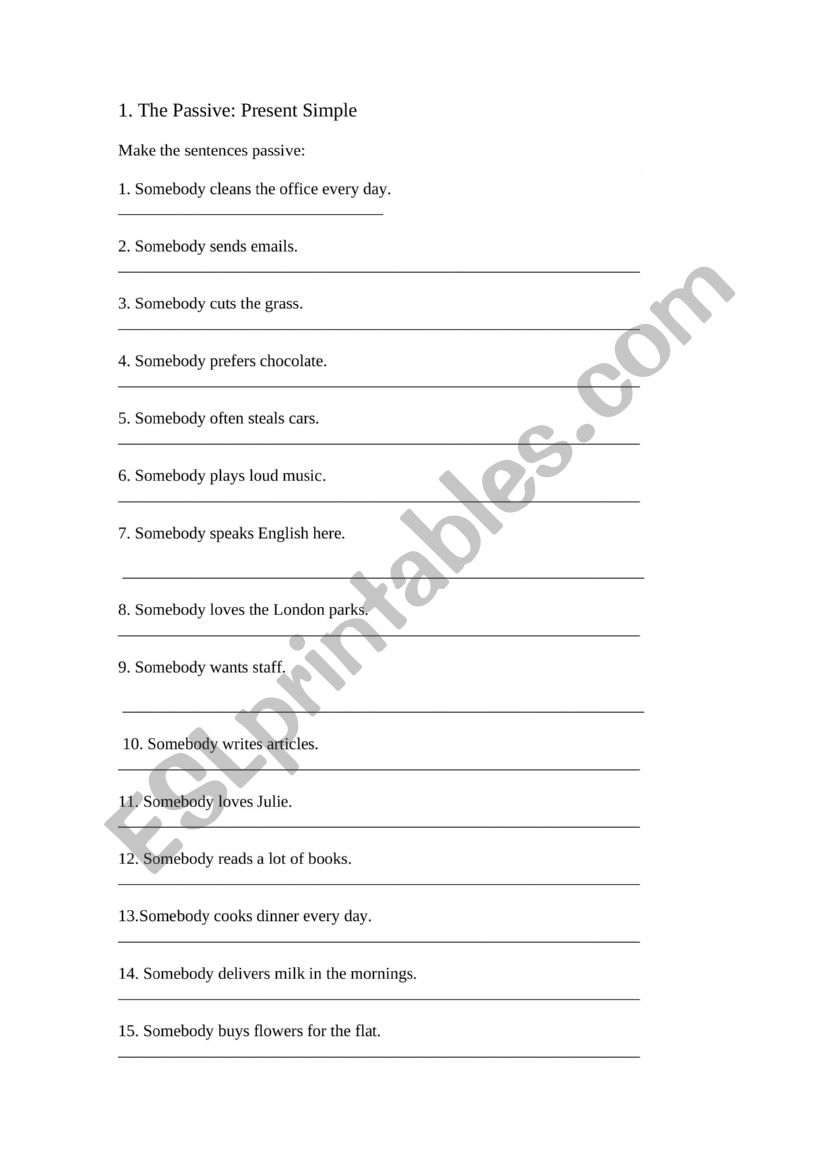 Passive Clause Exercise worksheet