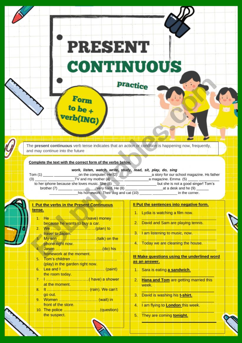 Present Continuous worksheet