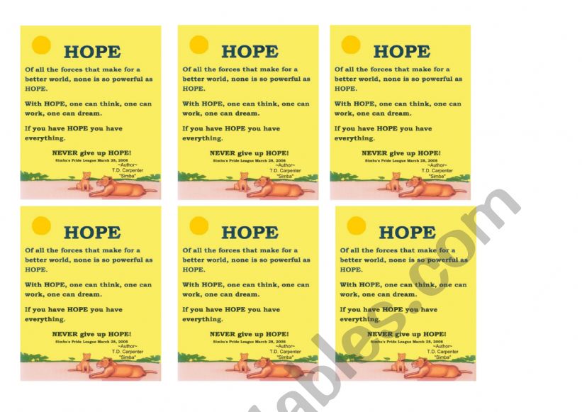 I hope... worksheet