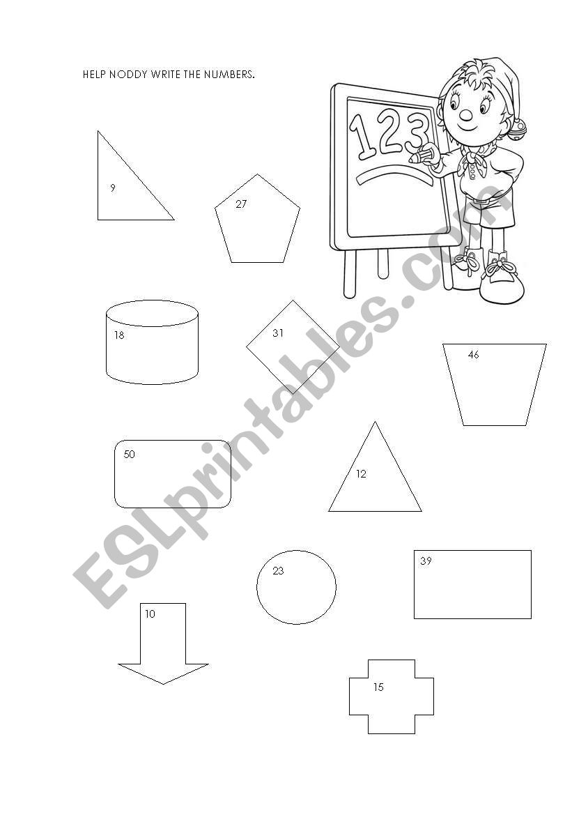 NODDYs NUMBERS worksheet