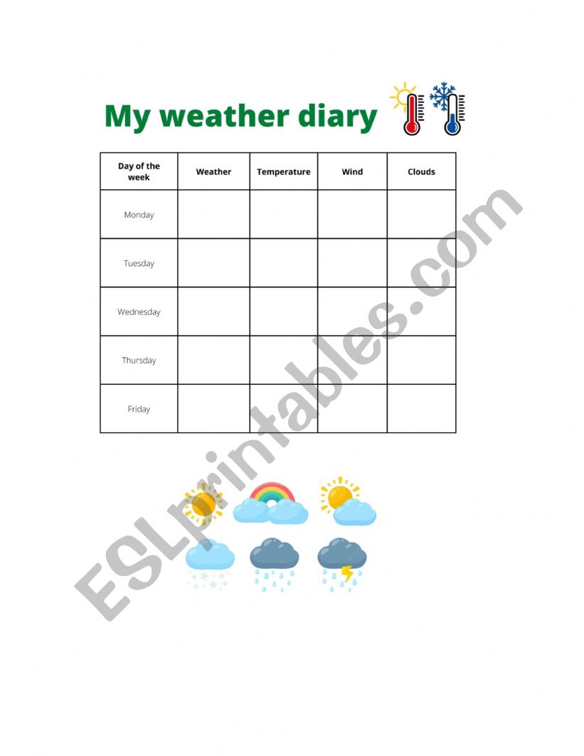 My weather diary worksheet