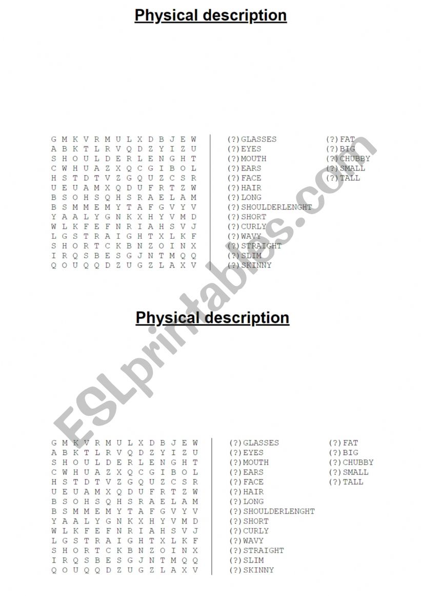 mots mls description physique