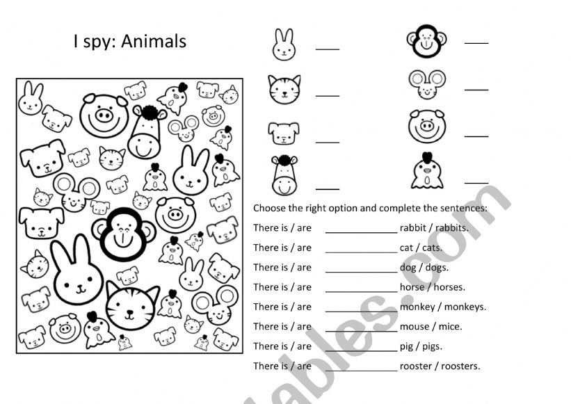 I spy: animals worksheet