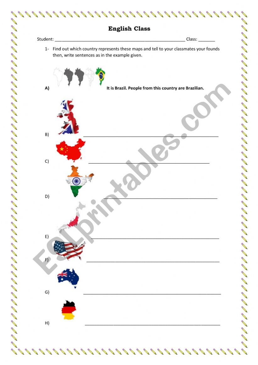 countries and maps  worksheet