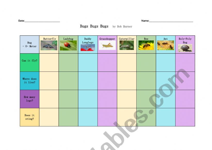 Bugs Bugs Bugs worksheet