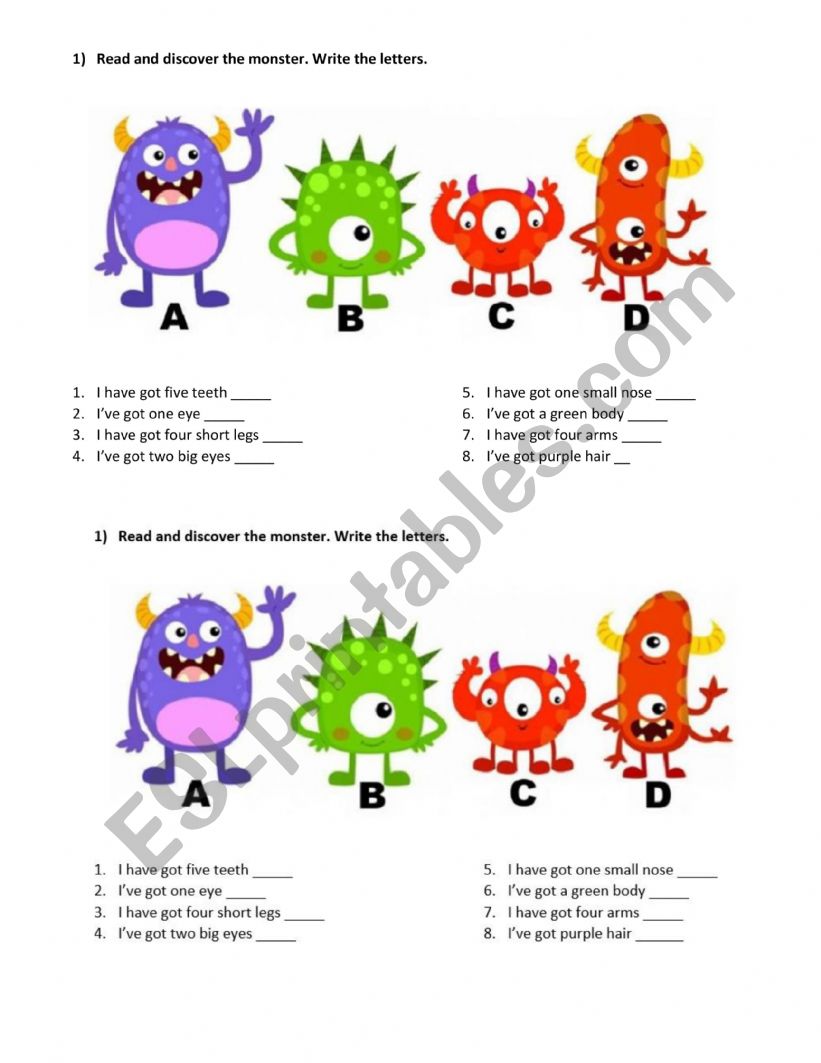 IÃ¯Â¿Â½ve got + parts of the body (MONSTERS)