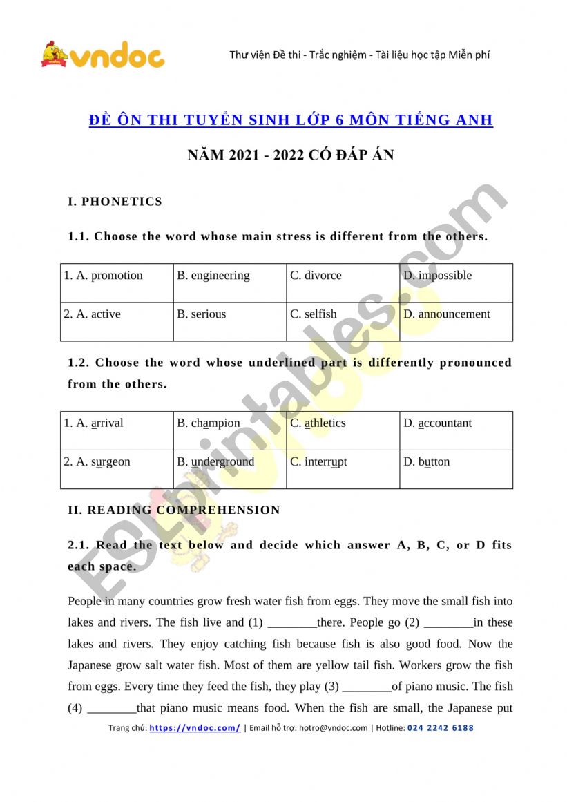 Đề kiểm tra worksheet