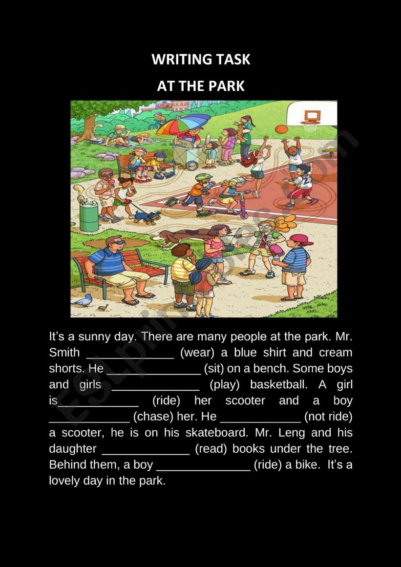 Writing (A The Park) worksheet