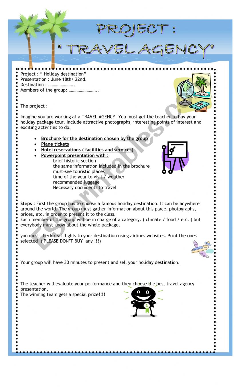travel agency project  worksheet