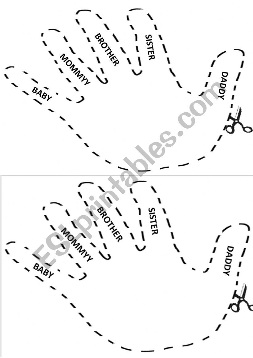 Hand - Daddy Fingers worksheet