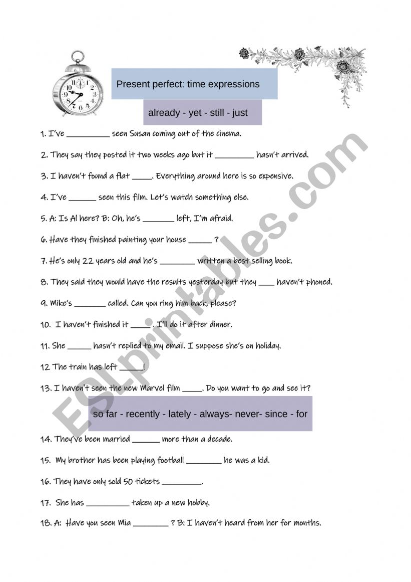 present perfect time expressions