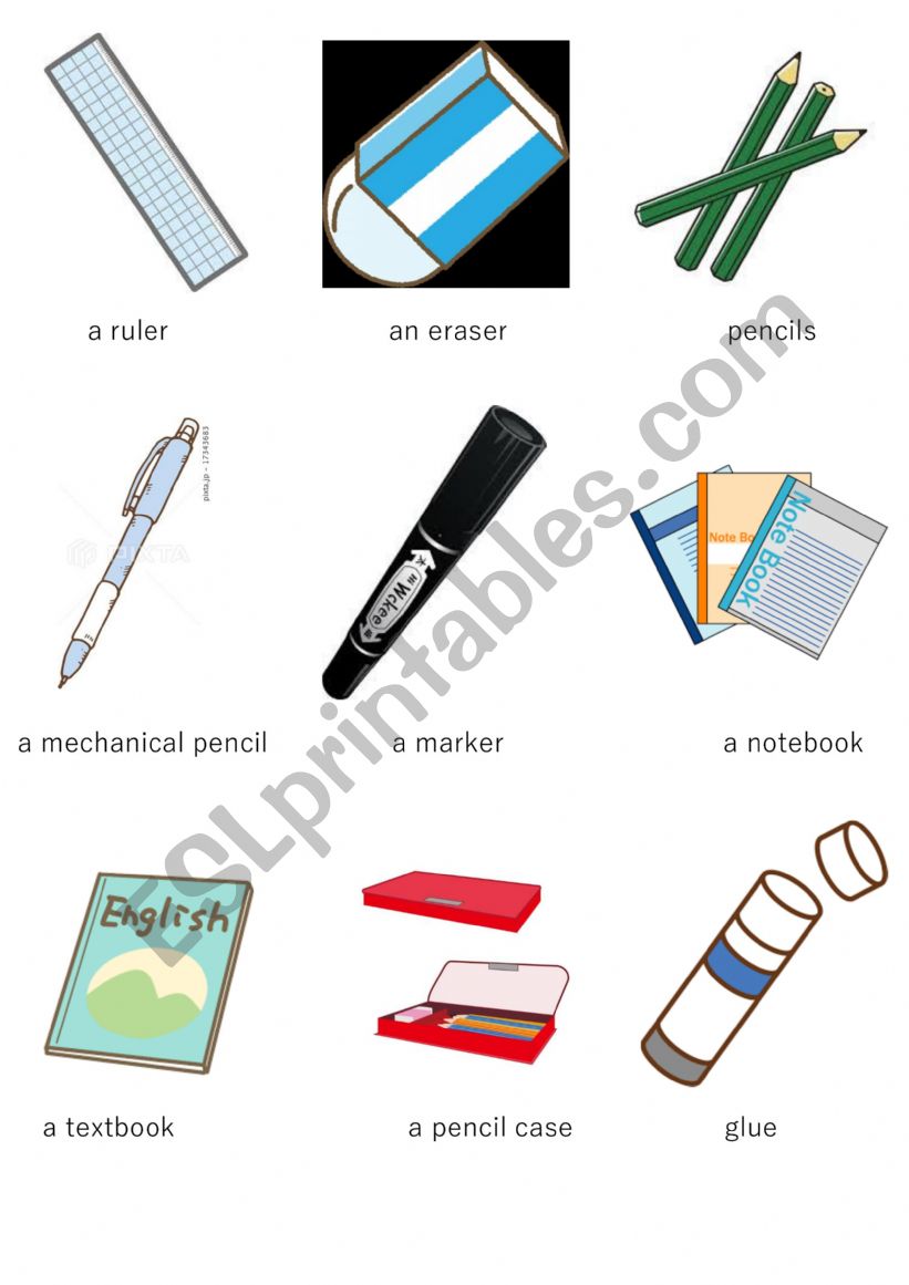 school supplies worksheet