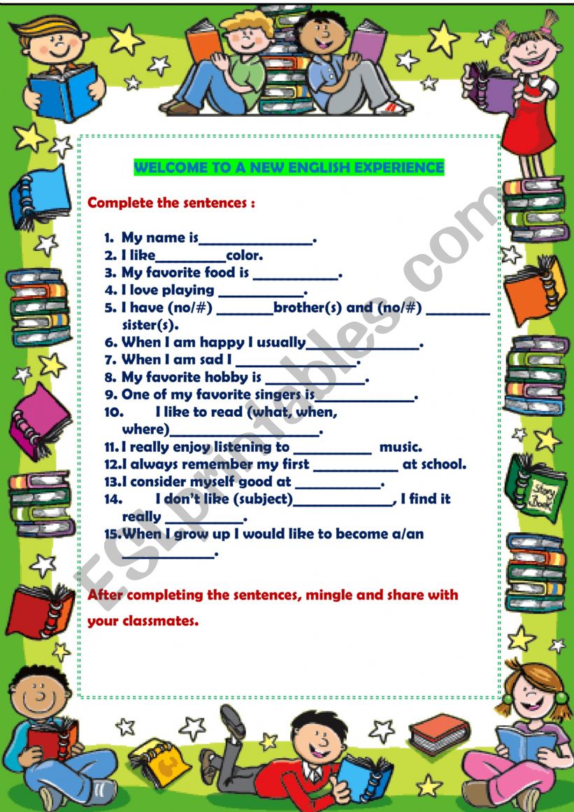 Start a new class! worksheet