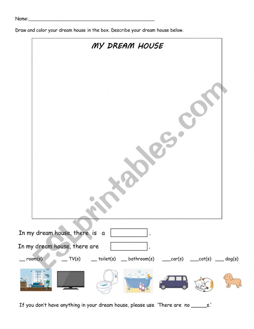 my dream house worksheet