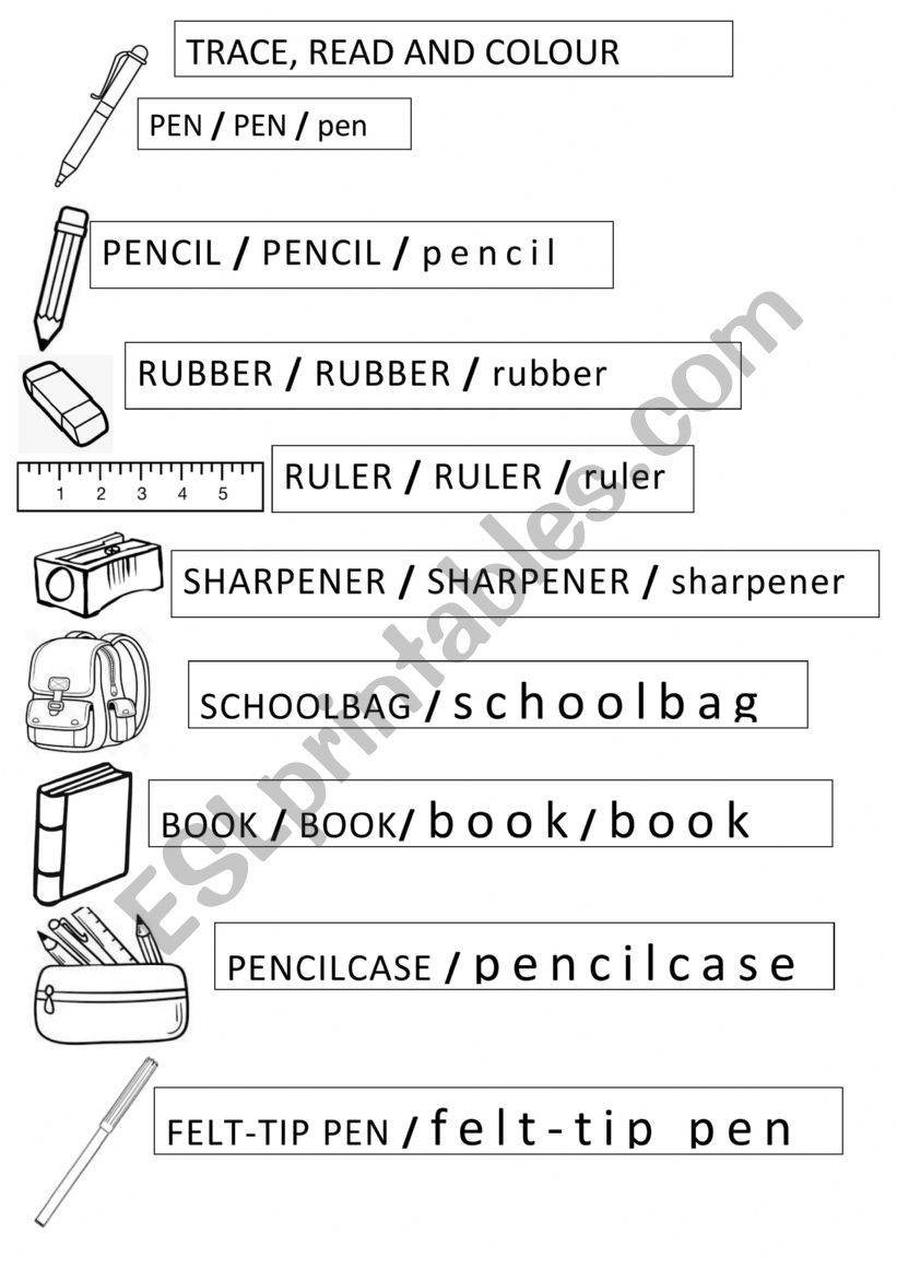 SCHOOL SUPPLIES worksheet