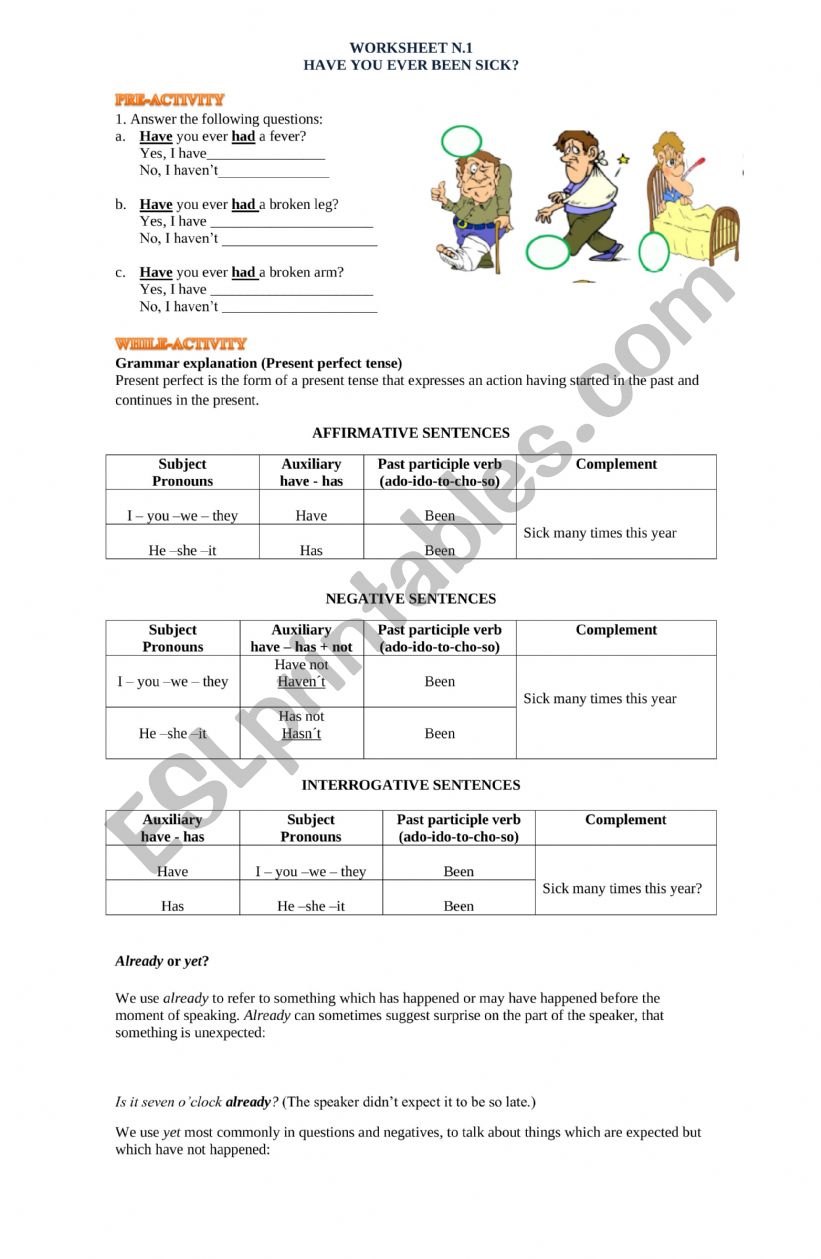 Present perfect worksheet worksheet