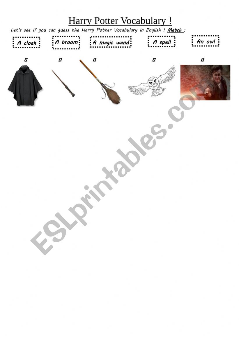 Harry Potter vocabulary worksheet