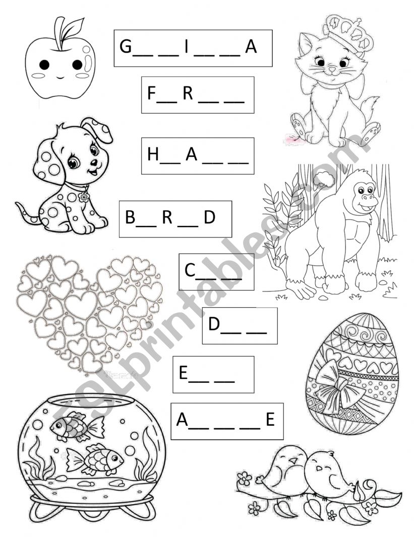 A-H phonic words worksheet