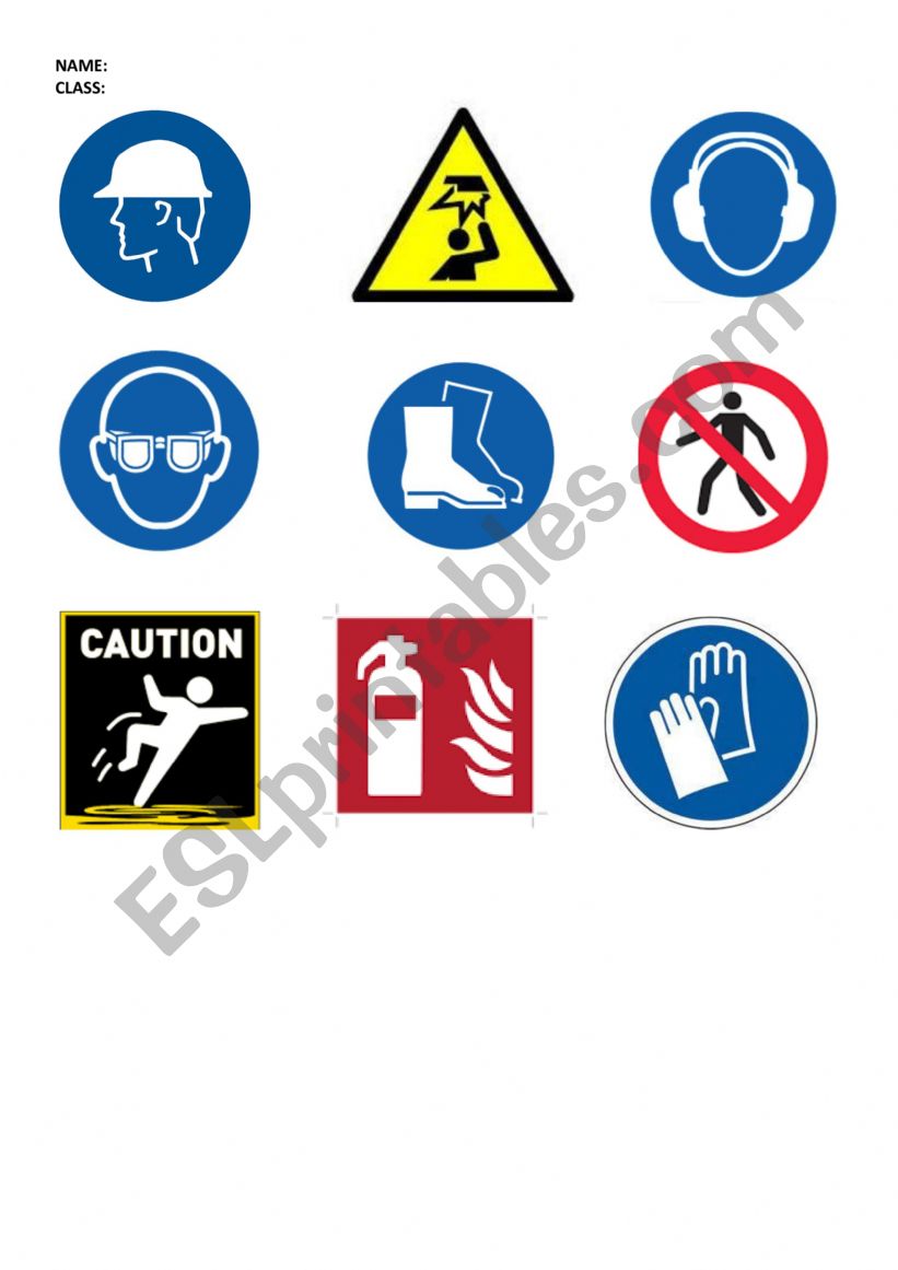 English worksheets safety first