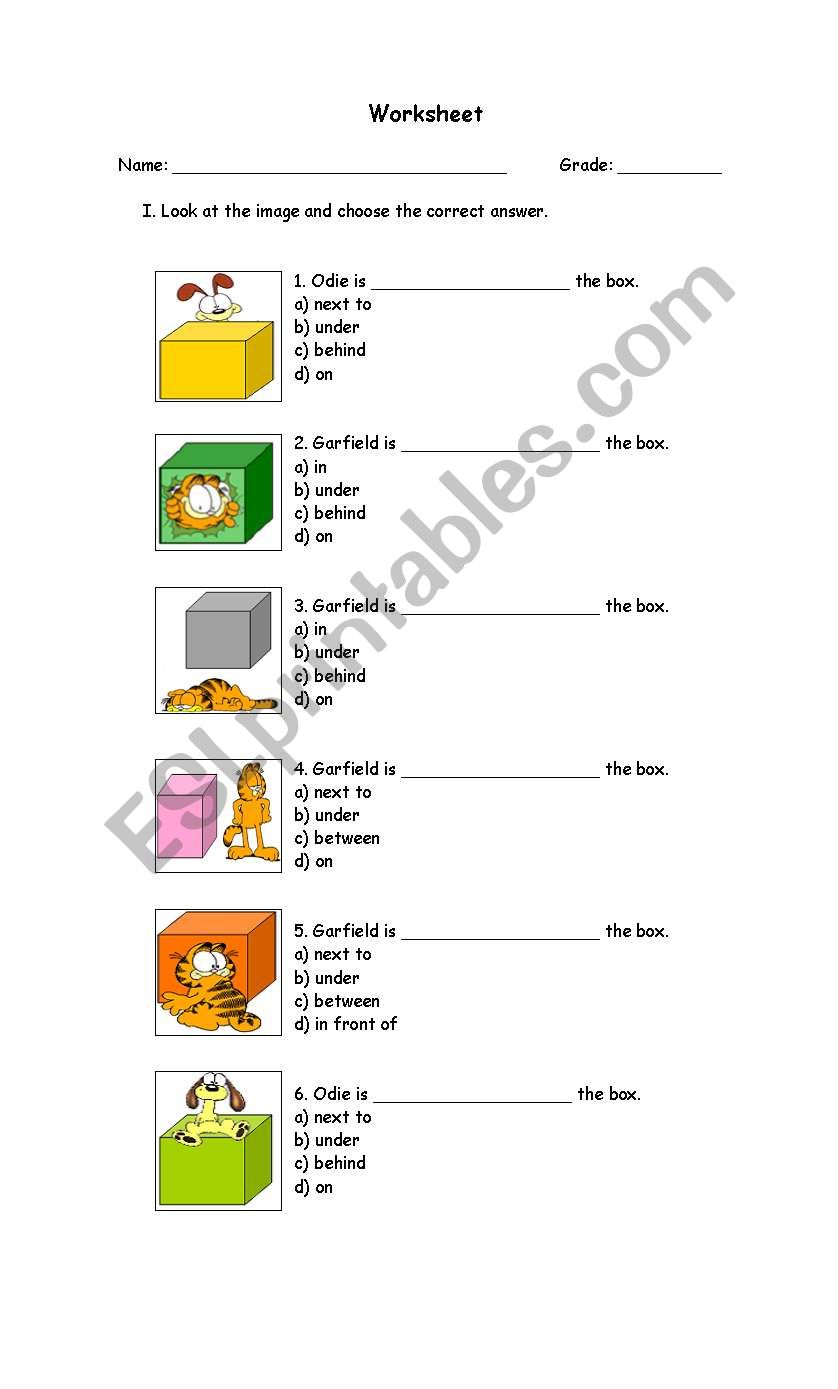 prepositions of place worksheet