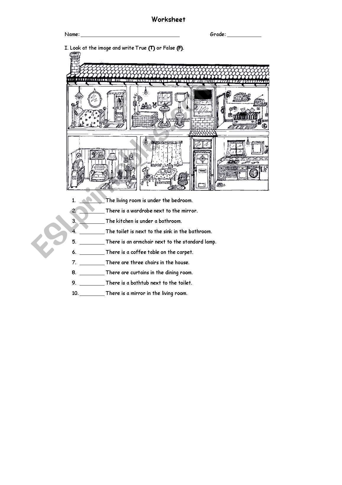 parts of the house worksheet