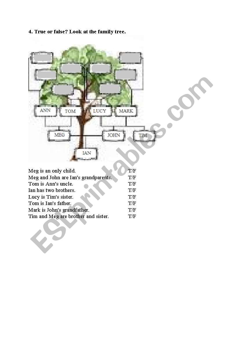 Family tree worksheet