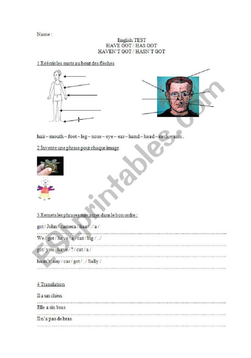 test have got worksheet