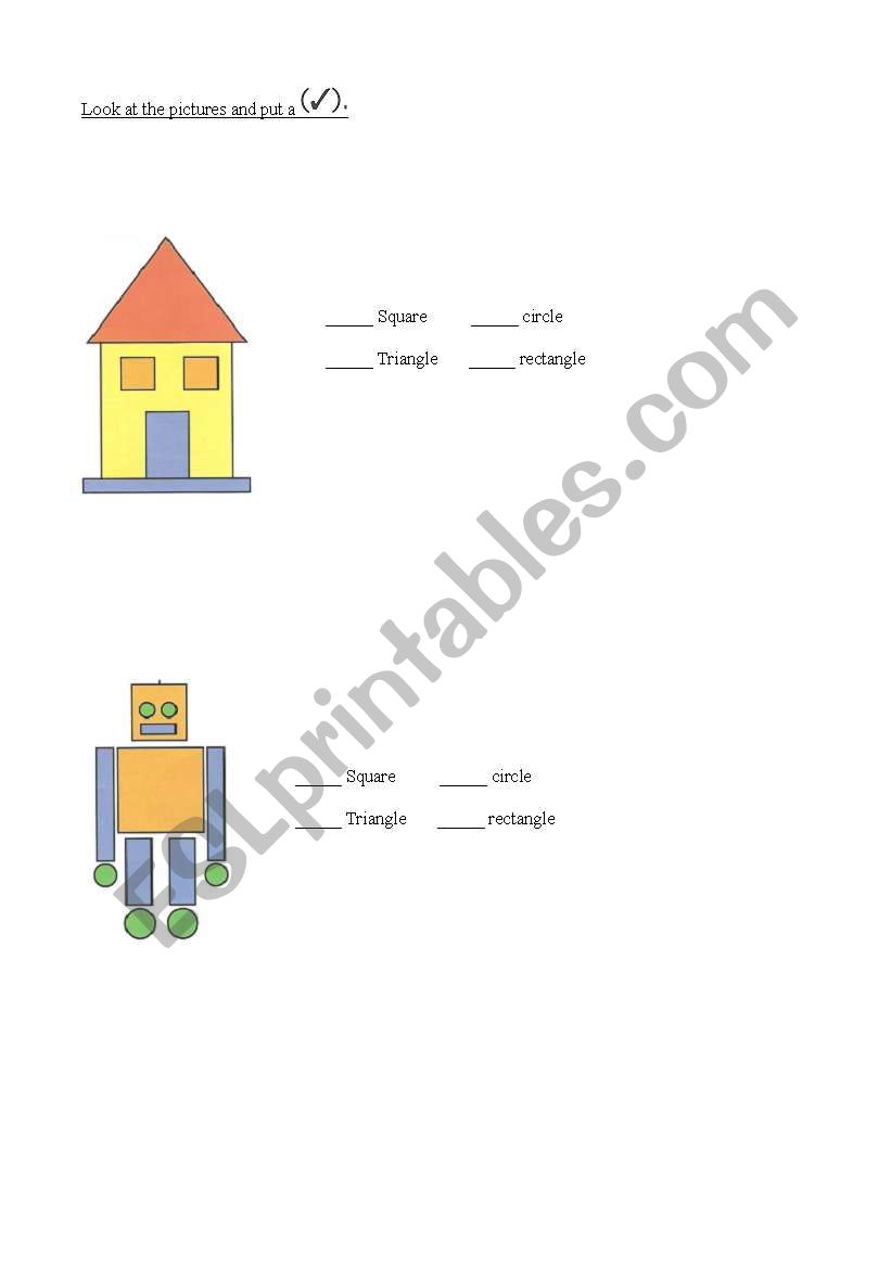 revision of shapes worksheet