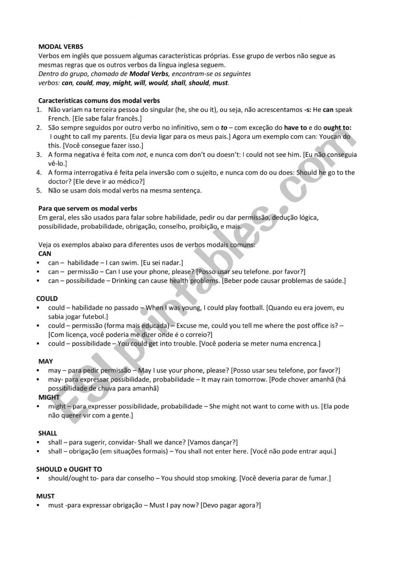 MODAL VERBS worksheet
