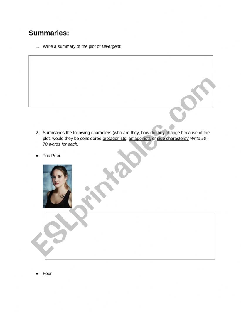 Divergent Film Study  Worksheet