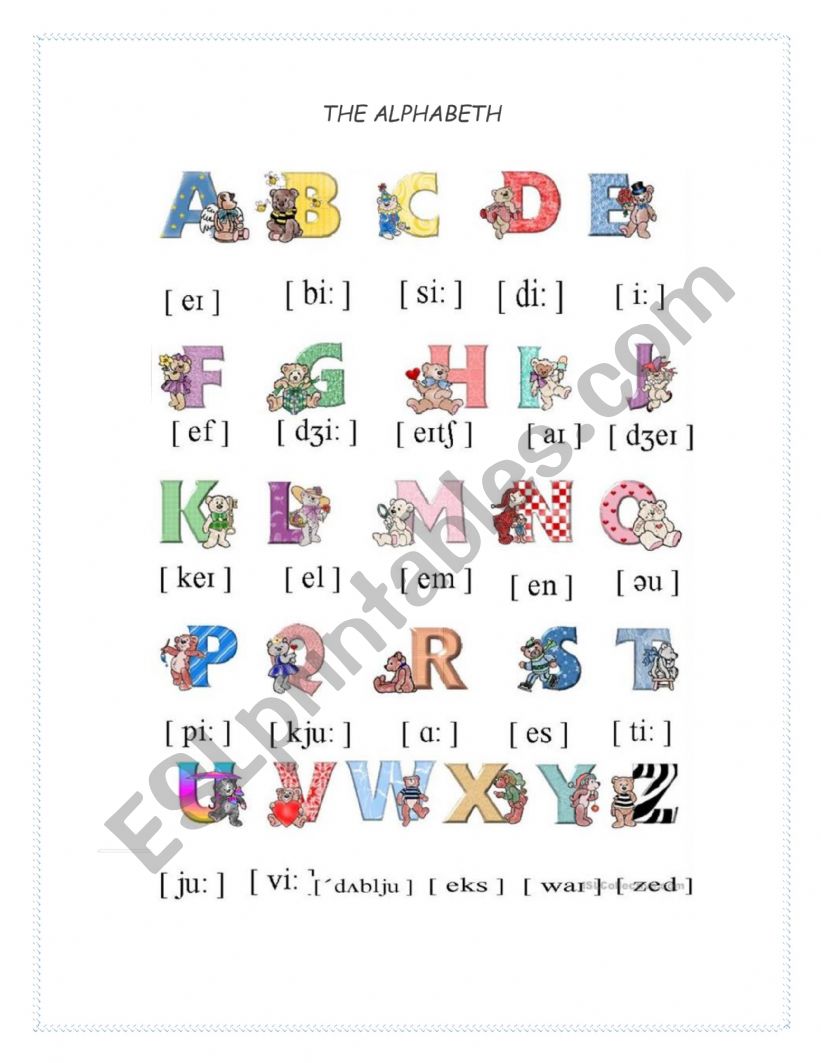 English worksheets The alphabet