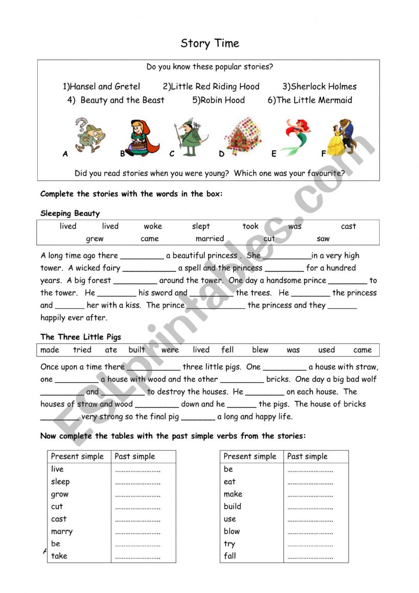 Story time worksheet