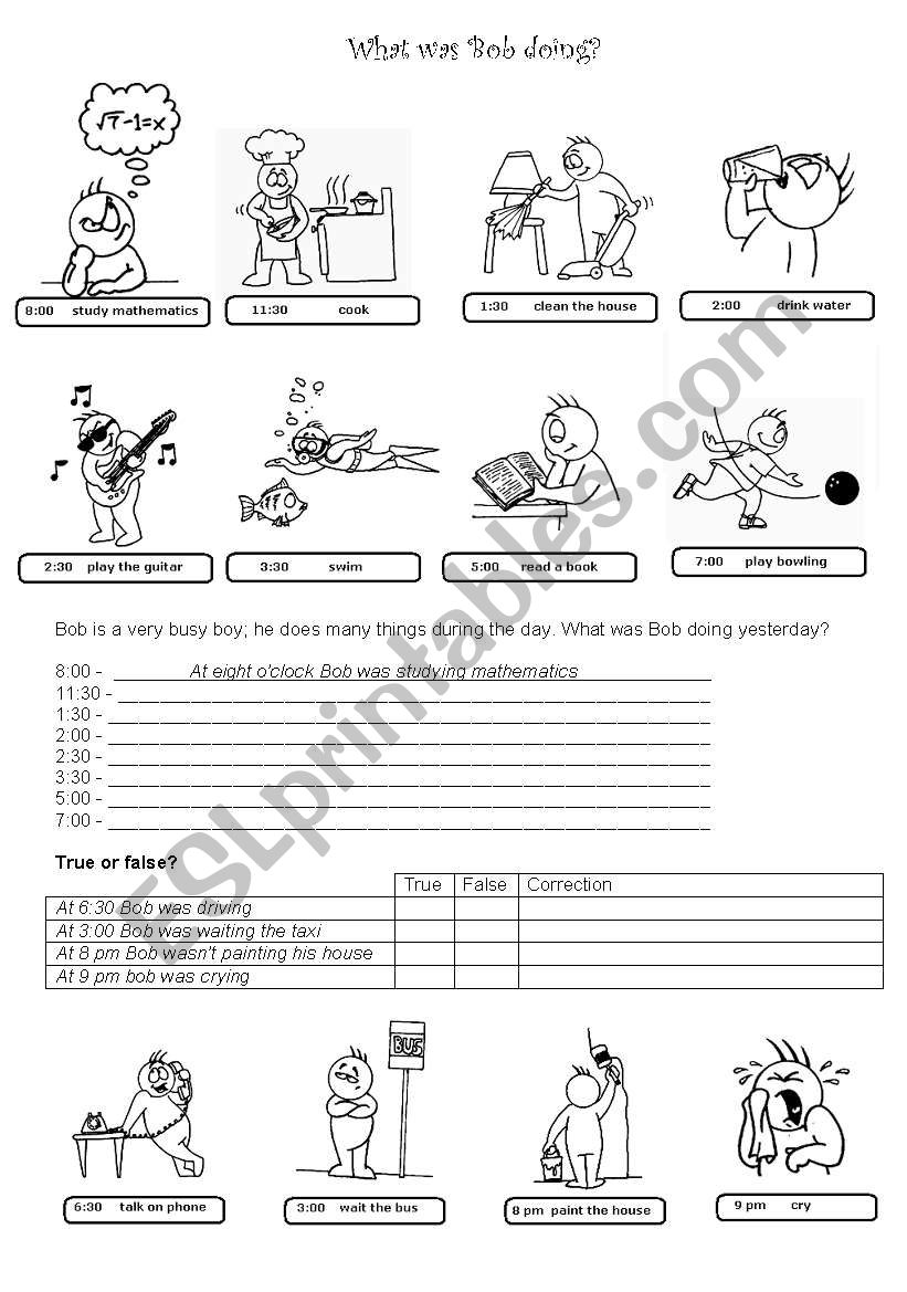 What was Bob doing? worksheet