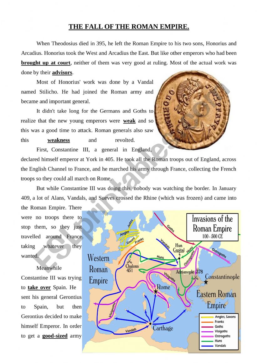 Fall of the Roman Empire worksheet