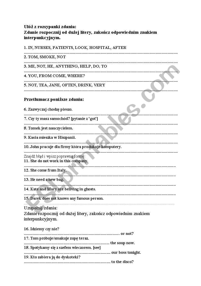 revision worksheet