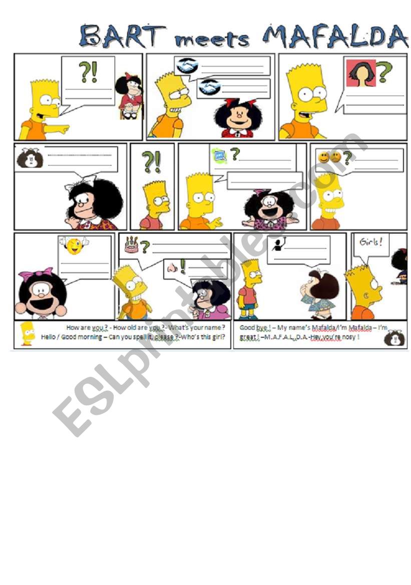 Bart meets Mafalda worksheet