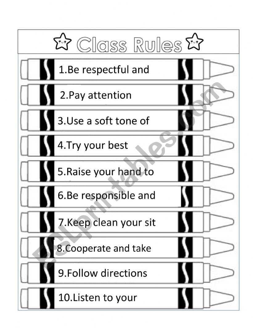 CLASS RULES worksheet