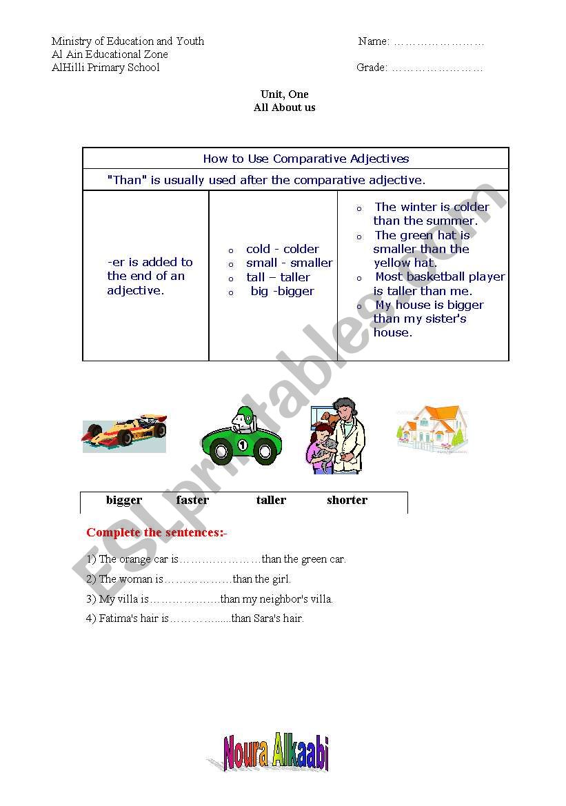 comparative worksheet