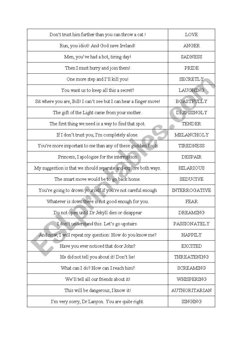 Intonation and moods worksheet