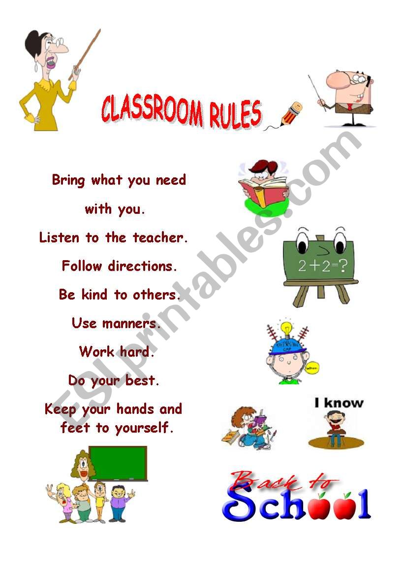 Classroom rules worksheet