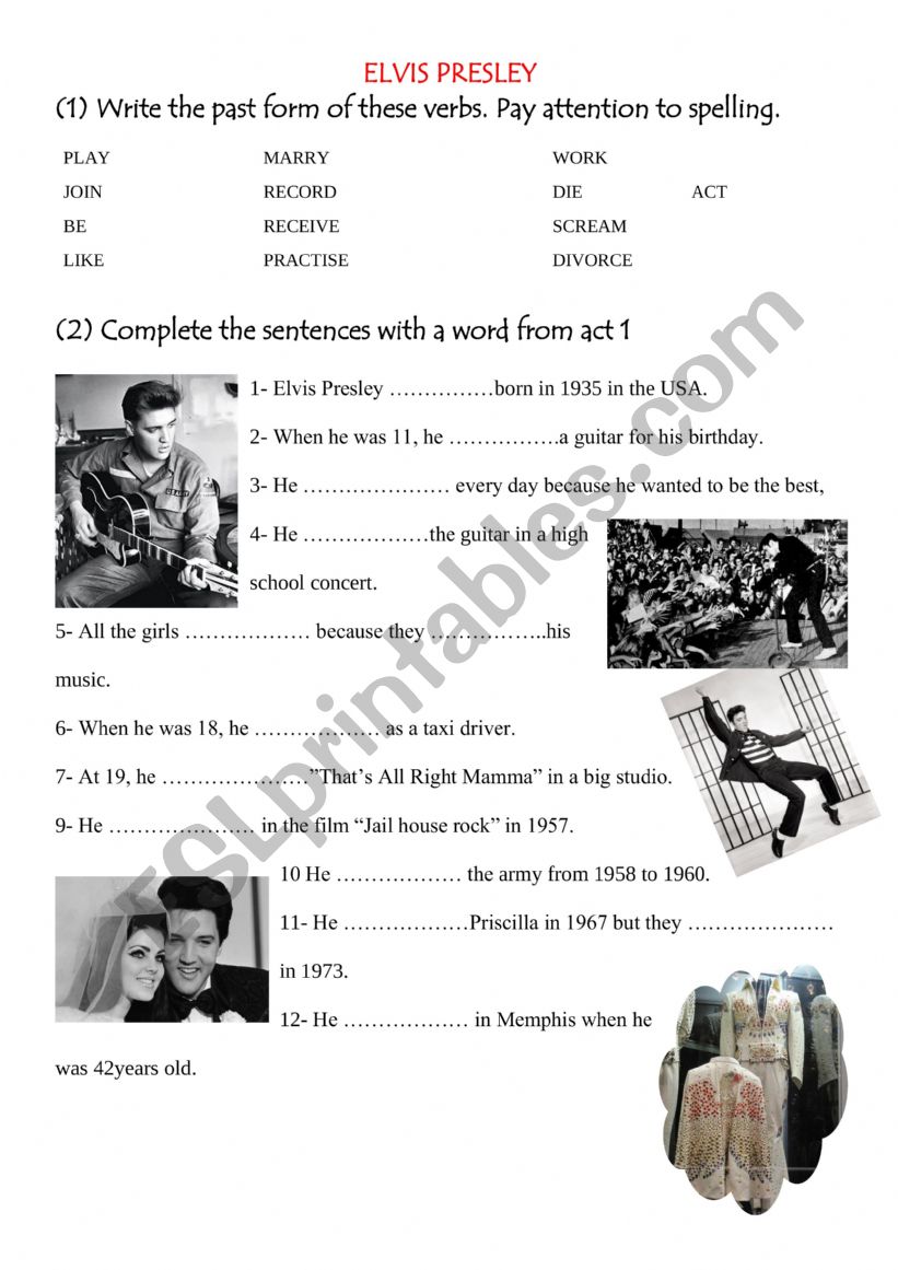 ELVIS PRESLEY  worksheet