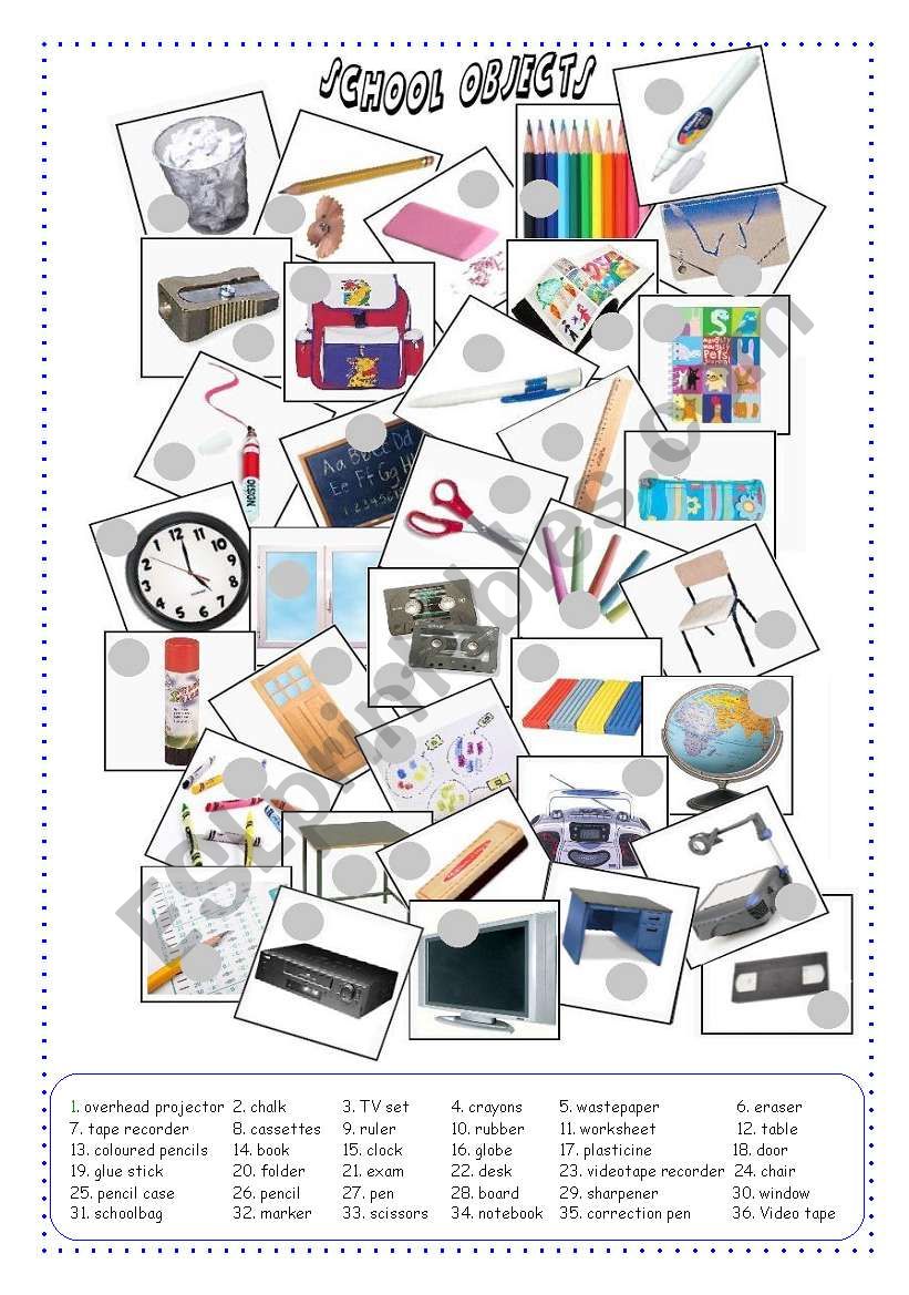 SCHOOL OBJECTS worksheet