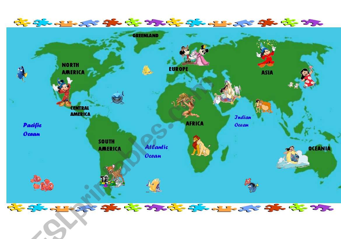 World Map for Kids worksheet